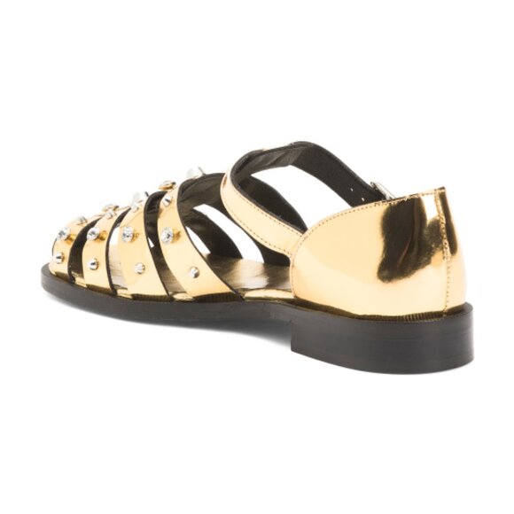 SANDRO Made In Portugal Leather Olyma Studded Fisherman Sandals - Picture 2 of 4